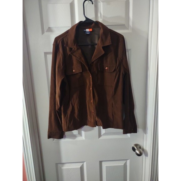 French Kuff Top Size 12 Brown Button down Collar Long Sleeve Thick - Picture 1 of 9
